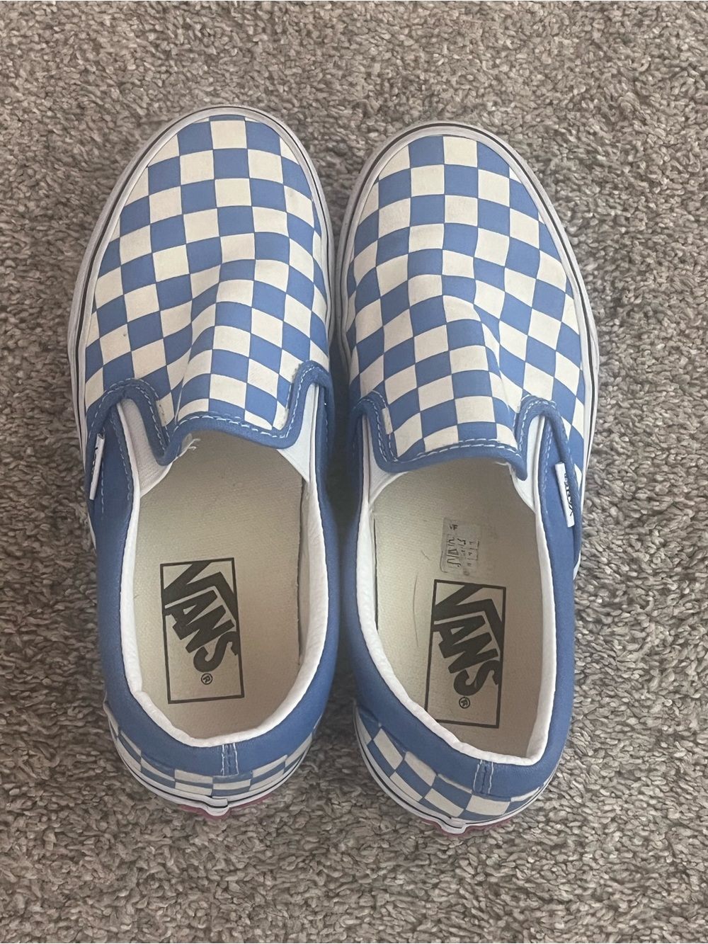 Vans Slip-On Checkerboard Sneakers in Blue and White